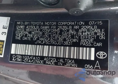 2016 Scion Tc from USA, damaged, VIN JTKJF5C7XGJ013831